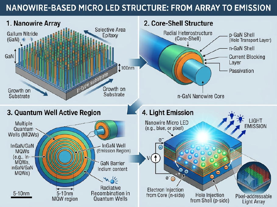 Nanowire structure used in advanced Micro LED technology