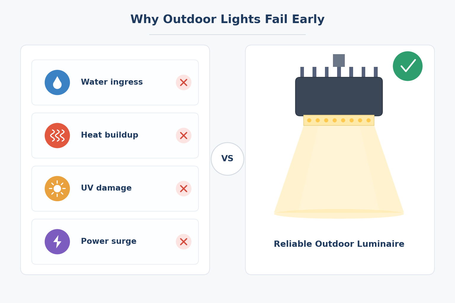 Why outdoor light products fail early due to moisture and thermal stress